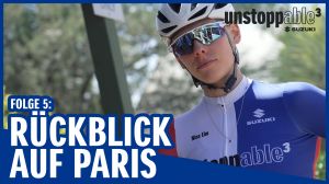 Nina Elm im Suzuki unstoppable³ Fahrradtrikot und Helm, Rückblick auf Paris, Folge 5.