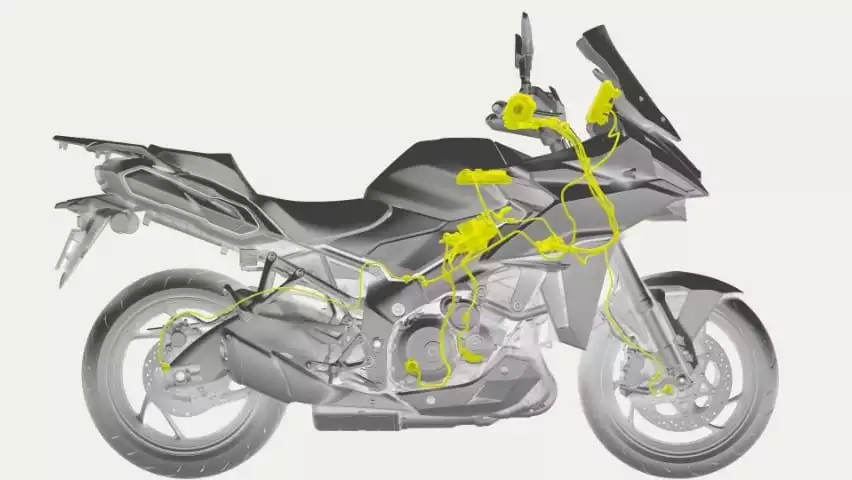 Schematische Darstellung des elektronischen Fahrwerks der GSX-S1000GX