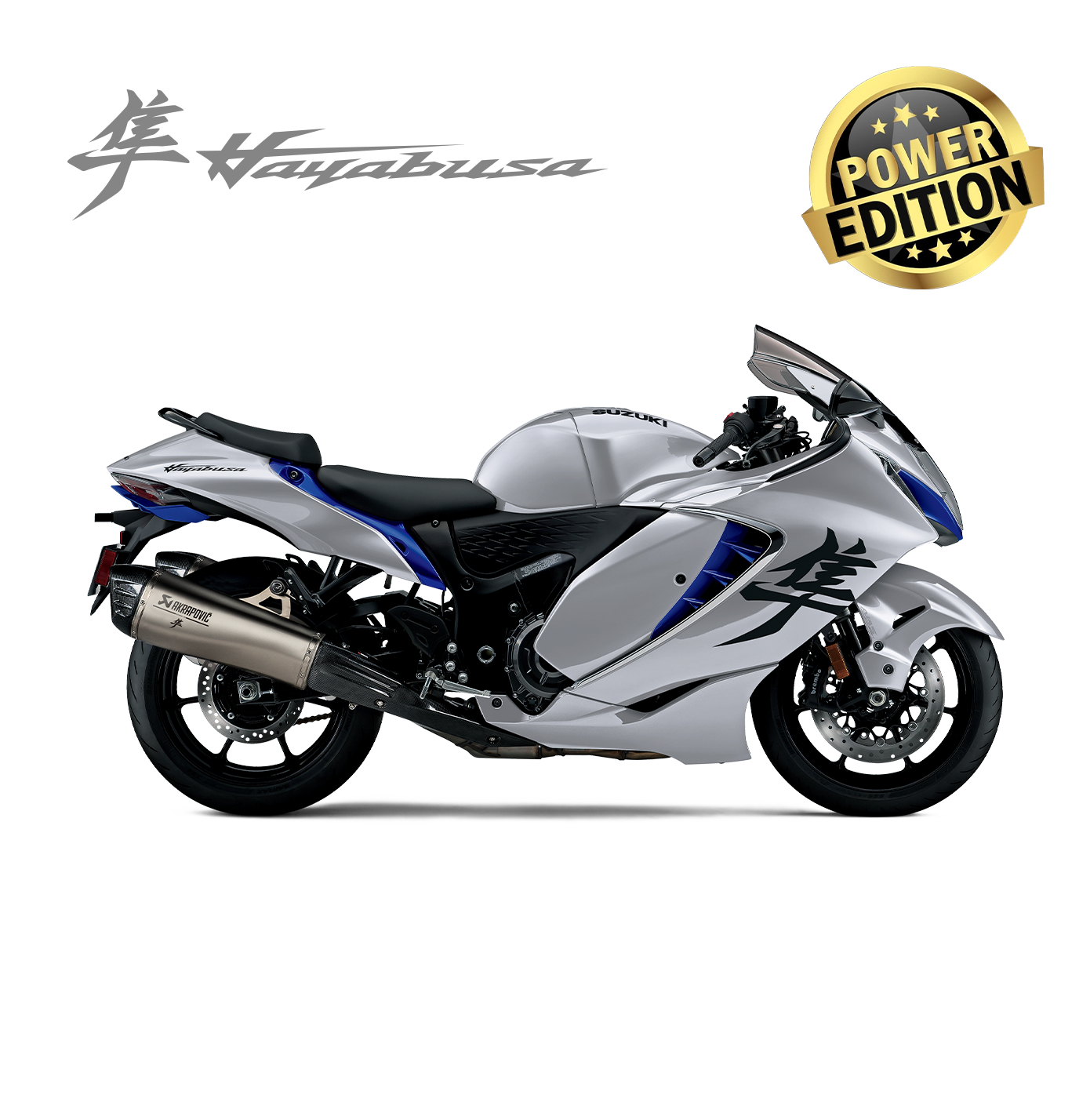 Rechte Seitenansicht der Hayabusa (ASU) mit Akrapovič Slip-On Endschalldämpfer