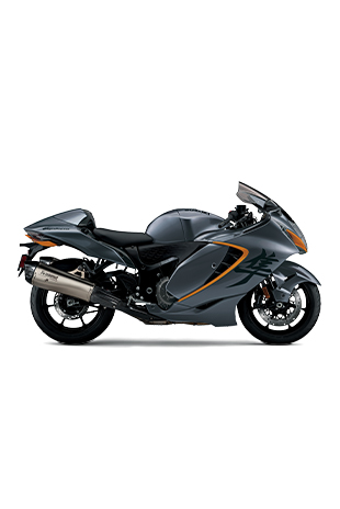 Rechte Seitenansicht der Hayabusa Grau (C81) mit Akrapovič Slip-On Endschalldämpfer