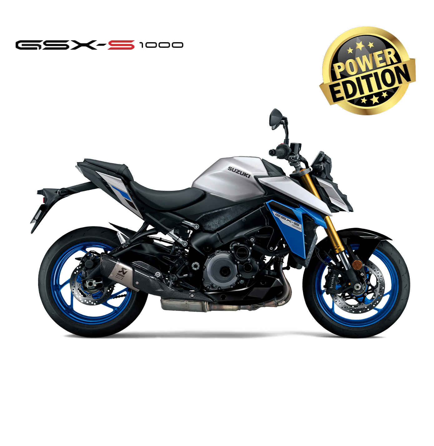 Rechte Seitenansicht der GSX-S1000 (CSX) mit Akrapovič Slip-On Endschalldämpfer