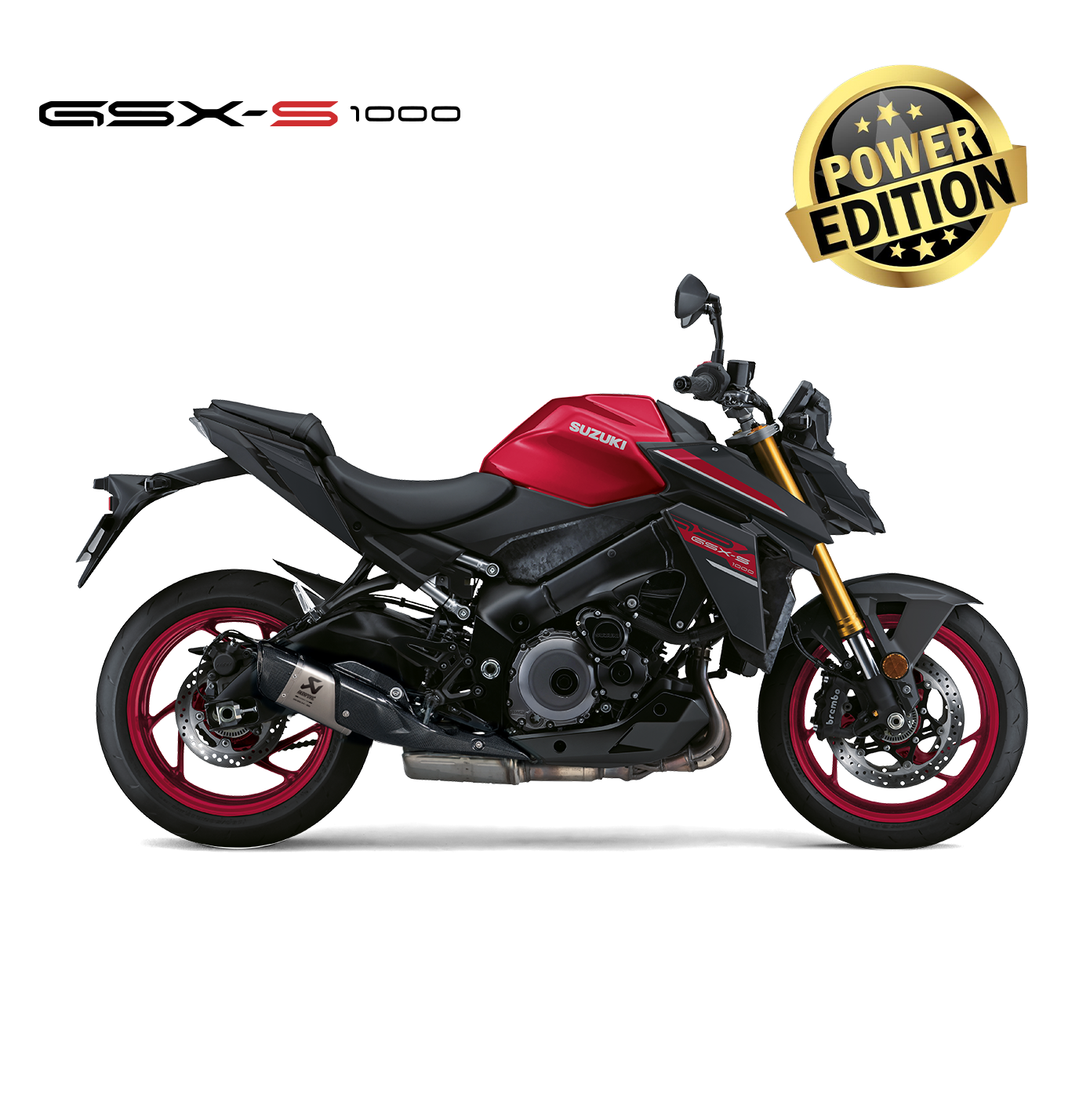 Rechte Seitenansicht der GSX-S1000 (CSX) mit Akrapovič Slip-On Endschalldämpfer