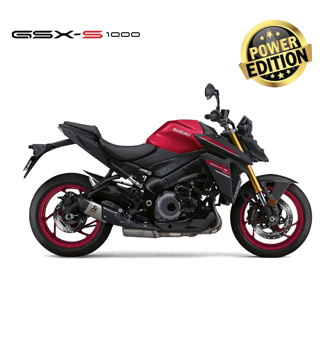 Rechte Seitenansicht der GSX-S1000 (CSX) mit Akrapovič Slip-On Endschalldämpfer