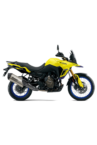 Rechte Seitenansicht der V-Strom 800DE (YU1) mit Akrapovič Slip-On Endschalldämpfer