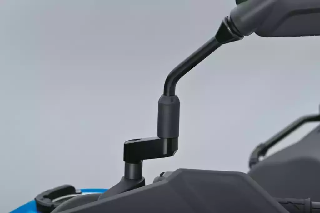 Spiegelverlängerung für Suzuki SV-7GX, schwarze Adapterlösung zur Erhöhung des Sichtfeldes.