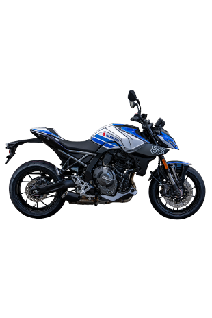 Seitenprofil der Suzuki GSX-8S Special Edition mit speziellem Jubiläums-Dekor und dem Schriftzug „GSX-8S SPECIAL EDITION“.