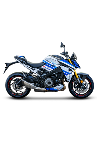 Seitenprofil der Suzuki GSX-S1000 Special Edition mit Jubiläums-Dekor und dem Schriftzug „GSX-S 1000 SPECIAL EDITION“.
