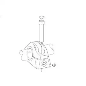 Technische Zeichnung einer LED-Nebelscheinwerfer Klemme für Suzuki Motorräder.